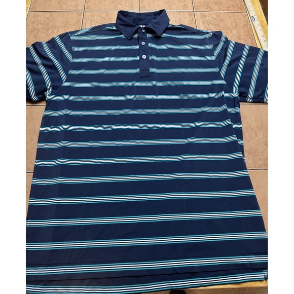 Foot Joy Performance Golf Polo Shirt Men‎ Large Navy Blue White Stretch Wicking - Picture 1 of 7